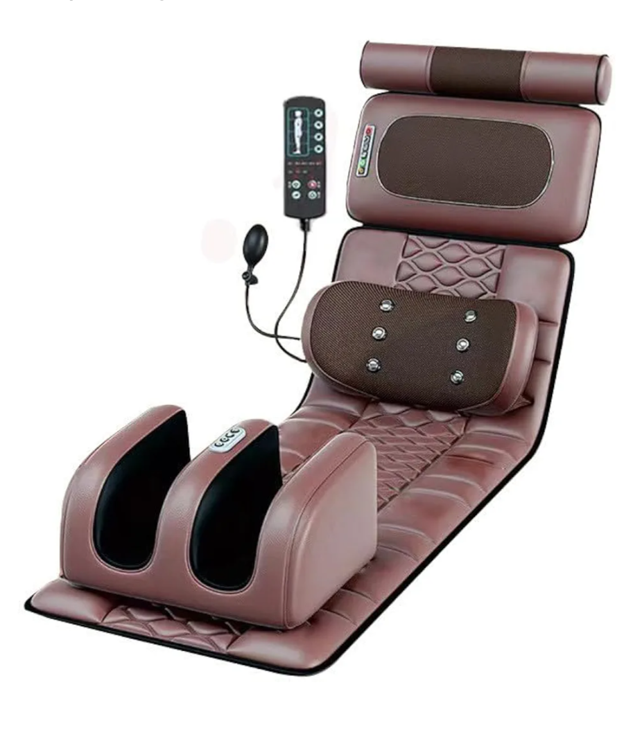 Full-Body Vibration Massage Mat – 54 Massage Heads, 12 Motors, 9 Intensity Levels, Kneading Neck & Legs, Airbag-Magnetic-Heat Lumbar, Foldable Full Body Massage Pad with Heat (Missing part for legs)