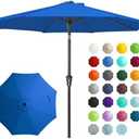 JEAREY 9FT Outdoor Patio Umbrella Outdoor Table Umbrella with Push Button Tilt and Crank, Market Umbrella 8 Sturdy Ribs UV Protection Waterproof for Garden, Deck, Backyard, Pool (Royal Blue)