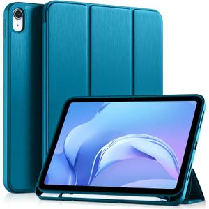 Akkerds Compatible with iPad (A16) 11th Generation Case 11 Inch 2025, for iPad 10th Generation Case 10.9 Inch 2022 with Pencil Holder,Slim Trifold Stand Protective Cover with Soft TPU Back,PeacockBlue