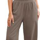 Fisoew Women's Two Piece Outfits Casual Lounge Sets Crop Tops and Joggers Tracksuit with Pockets (Large, Khaki)