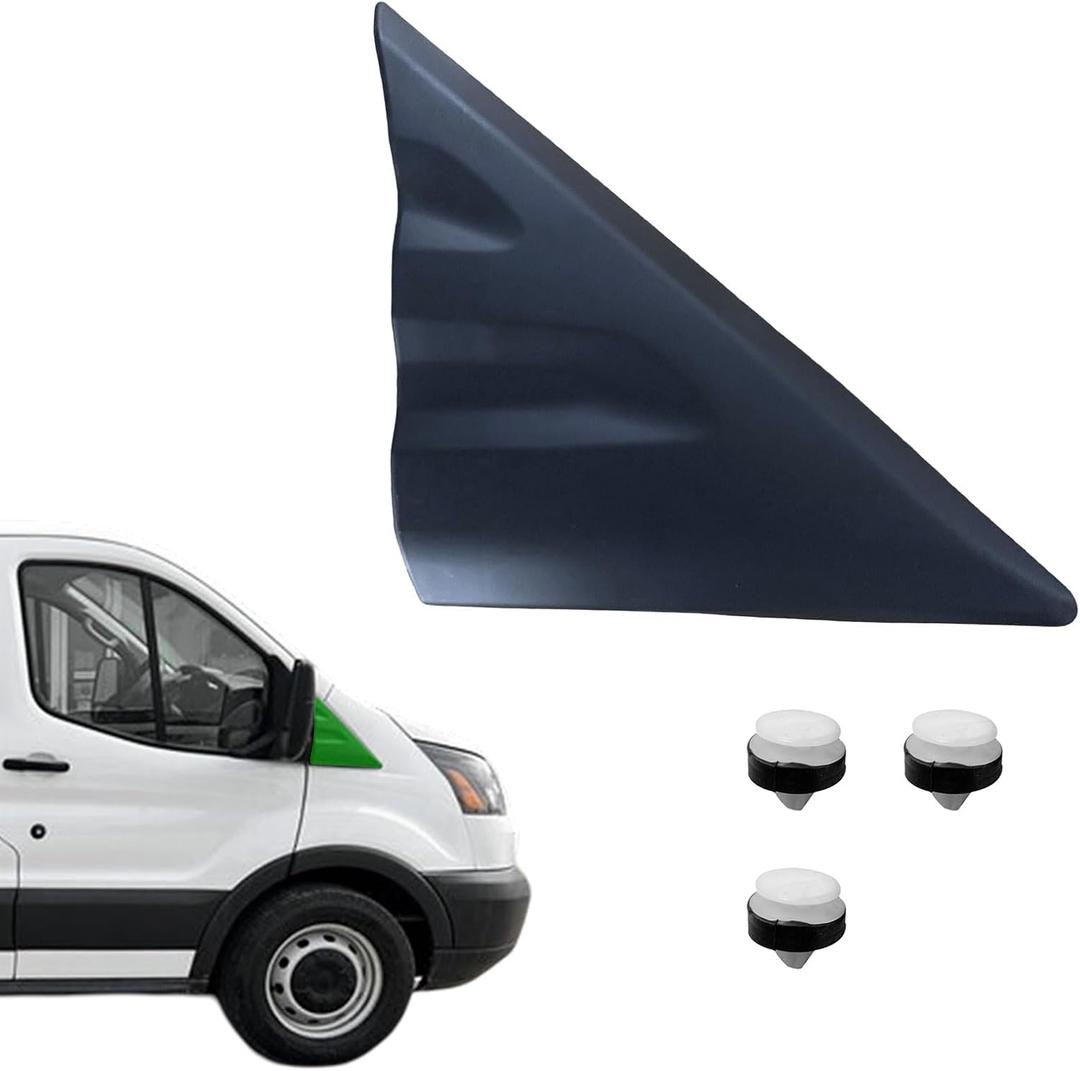 Exterior Fender Upper A-Pillar Mirror Corner Triangle Molding Panel Plastic Trim with Clip Fits For Ford Transit 150 250 350 350HD 2015 2016 2017 2018 2019 2020 2021, Fits for Ford E-Transit 2022 2023