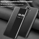 for Samsung Galaxy A35 Case Flip Leather Cover Clear S-View, for Samsung A35 Phone Case Smart Window Hard Flip Shockproof Protective Cover for Samsung 5G A35 Case Clear View (Black)