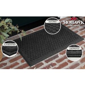Mohawk Home Entryway Door Mat 3' x 4' All Weather Doormat Outdoor Non Slip Recycled Rubber, Dark Grey Circles