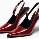 Coutgo Women's Slingback High Heels Pointed Toe Stilettos Metal Buckle Dress Party Pump Shoes, Size 7