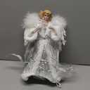 Christmas Tree Topper Angel with Lights, Xmas Tree Toppers Decorations with Timer, 12.5in Lighted Treetop Ornaments for Indoor Holiday Decor (Red)