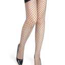 comeondear Womens Sexy Black Fishnet Thigh High Stockings Solid Top (Black)