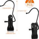 Hotop 20 Pieces Boot Hanger Clips for Closet, Laundry Hanging Hooks Heavy Duty Clips Boot Holder Portable Single Hooks Space Saving for Pants Jeans Clothes Hats Tall Towels (Black)