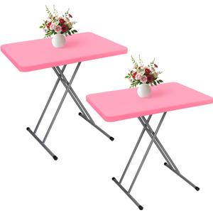 Wolkemer 2 Pack Pink Fitted Tablecloth 20x30 Inch Rectangle Elastic Edges Table Cloth, Spandex Stretch Table Cover with Machine Washable Fabric for Wedding Party Picnic Dining Indoor Outdoor