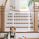 Cumbor 29.7-48" Baby Gate for Stairs, Mom's Choice Awards Winner-Dog Gate for Doorways, Auto Close Safety Pet Gate for Dogs Indoor, Easy Install Pressure Mounted Child Gate with Walk Thru Door, White