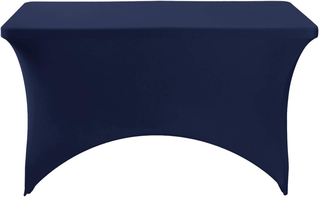 Hezuzo 4Pack Spandex Table Cover for 4FT or 6ft or 9ft Table Universal Fitted Stretch Tablecloth for Party, Banquet, Wedding and Events-Navy