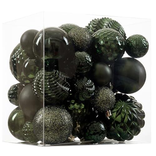 Christmas Balls Ornaments -36pcs Shatterproof Christmas Tree Decorations with Hanging Loop for Xmas Tree Wedding Holiday Party Home Decor,6 Styles in 3 Sizes(Dark Green)
