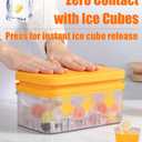 Brigii Ice Cube Tray with Lid&Bin, Ice Cube Mold with 56 Cubes, Stackable Ice Trays for Freezer with Easy-Release Silicone Bottom, for Drinks, Coffee, cocktail