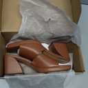 Amazon Essentials Women's Platform Mule Sandals with Sturdy Block Heel, Tan Faux Leather, 7