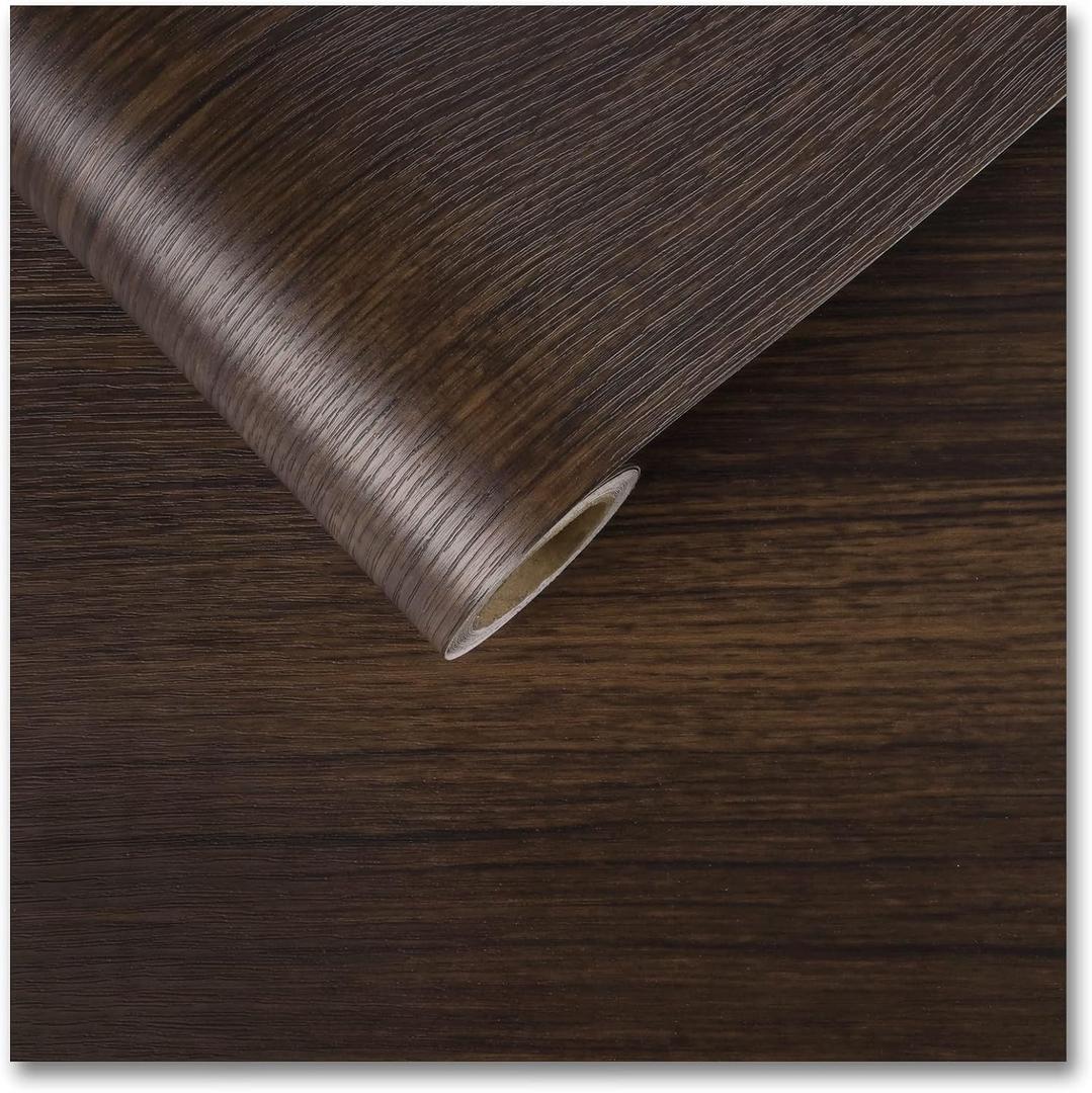 CRE8TIVE 24"x118" Thick Dark Brown Wood Peel and Stick Wallpaper Textured Dark Wood Contact Paper Waterproof Self Adhesive Removable Distressed Wood Grain Vinyl Wrap for Farmhouse Bedroom Countertops