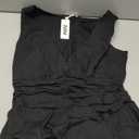 OURIN Women's Spring Deep V Neck Sleeveless Floral Sundresses with Pockets Flowy Summer Dresses for Women, Size S (Black)