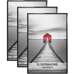 ELSKER&HOME 20x30 Frame 3 Pack, Black 20x30 Poster/Picture Frame for Horizontal or Vertical Wall Mounting, Sturdy and Scratch-proof