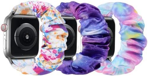sylacor Scrunchie Bands Compatible with Kids Apple Watch Band, Cute Stretchy Breathable Strap for iWatch Series 10 9 8 7 6 5 4 3 SE SE2 Small Wrists Boys Girls