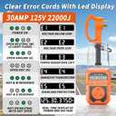 22000J RV Surge Protector 30 Amp with Auto Shutoff & Reset, LED Display Real-Time Circuit Analyzer for Camper Travel Trailers, RV Adapter Plug with Waterproof Cover