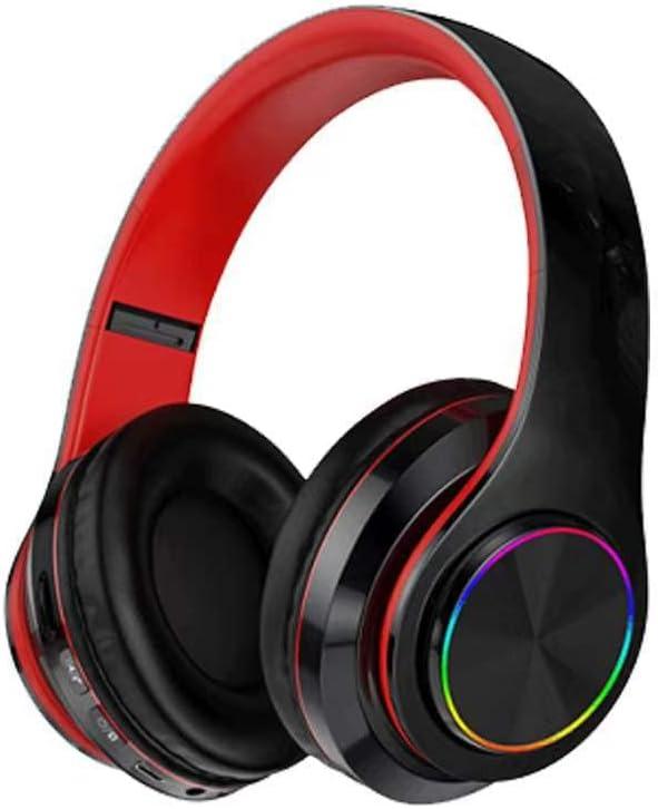 2022 Wireless Bluetooth Headphones,Colorful LED Lights Comfort Over Ear Foldable Headset with Built-in Microphone,FM,SD Card Slot,Wired for School/Tablet Computer/PC/TV/Cellphones/Travel