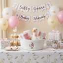 4 Pcs Silly Goose Gift Basket Set with Handles Cute Basket Empty with Pink Bow Funny Silly Goose Organizer Box Natural Cotton Rope Woven Organizer for Nursery Shelves Baby Shower