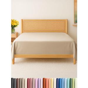 Cal King Size Flat Sheet - Hotel Quality Top Flat Bed Sheet Only - Ultra-Soft, Breathable & Cooling - Fade & Wrinkle Free - Easy-Care, Stain & Shrink Resistant Bedding - Easy-Fit & Oeko-Tex - Cream
