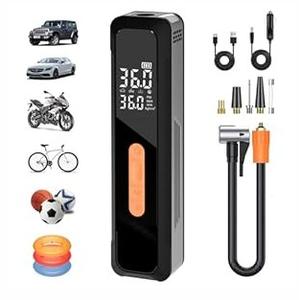 Portable Tire Inflator Air Compressor 4X Air Pump for Car Tires, 12DC Air Pump with Digital Pressure Gauge & LED Lights, 150PSI Tire Inflator for Motorcycle/Bike/Ball/Car Accessories