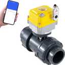 Smart electric valve 1 inch PVC joint ball valve Tuya APP smart wifi water cut-off valve DC24V AC110V-230V power adapter and power-off automatic return setting. Smart timing water valve DN25MM