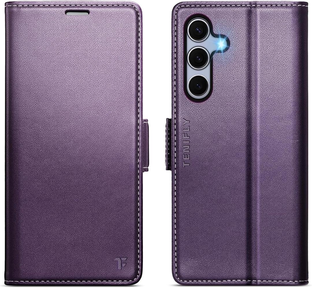 for Samsung Galaxy S24 Case Wallet with RFID Blocking Card Holder, PU Leather Kickstand Protective Flip Phone Cover Fit for Galaxy S24 6.2", Purple