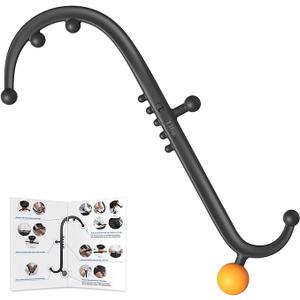 LiBa Trigger Point Massage Tool, Detachable Back Neck Shoulder Massager for Pain Relief, Manual Therapy Massage Cane Hook Stick with Massager Ball, Gift for Athlete, Desk worker, Chronic Pain Sufferer