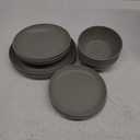 Grow Forward 24-piece Premium Wheat Straw Dinnerware Sets for 8 - Unbreakable Dishwasher & Microwave Safe Plastic Plates and Bowls Sets - Patio, Outdoors, RV, Camping Dishes - Feather