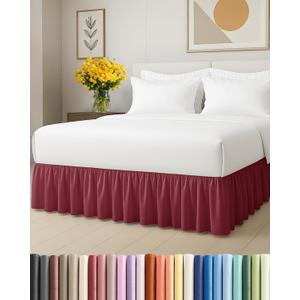 Bedskirt Full Size Ruffle - 18 inch Drop Dust Ruffle Bed Skirt with Platform - Ultra-Soft, Easy Fit, Premium Hotel Quality - Wrinkle Free & Fade Resistant - for Women, Men, Kids and Teens - Burgundy