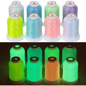 New brothread 8 Colors Luminary Glow in The Dark Embroidery Machine Thread Kit 30WT 500M(550Y) Each Spool for Embroidery, Quilting, Sewing