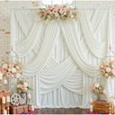 12 Panels 5x12ft Ivory Backdrop Curtains for Parties, Wrinkle Free Polyester Ivory Photo Backdrop Drapes 12 ft Long Back Drop Cloth for Wedding Birthday Photography Background Party