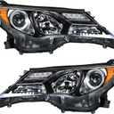 WFLNHB Front Headlights Assembly Replacement for Toyota RAV4 2013 2014 2015 Projector Black Headlights Headlamps Driver and Passenger Side