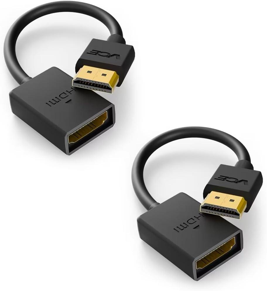 VCE 2-Pack HDMI Male to Female Swivel Adapter HDMI Extension Gold Plated Converter for Google Chrome Cast, Roku Streaming Stick