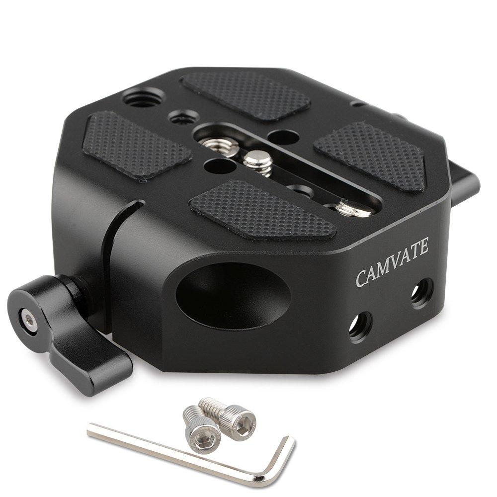 CAMVATE Camera 15mm Rod Type Universal Baseplate Compatible for C100/300/500(Black) - 1448