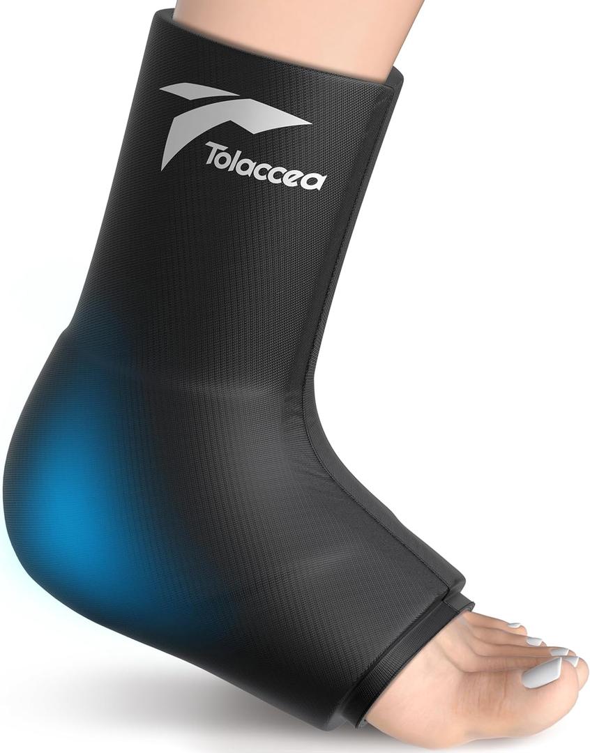 Tolaccea Ankle Ice Pack Wrap PRO for Injuries, Foot Ice Pack for Hot and Cold Therapy, Flexible Cold Pack for Plantar Fasciitis,Swelling,Sprained, ColdFocus for More Cooling Large (Pack of 1)