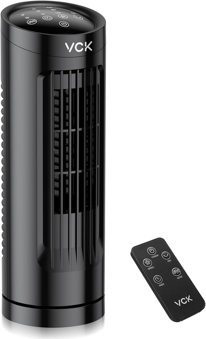 VCK 13'' Tower Fan for Bedroom,27ft/s Velocity Quiet Floor Fan,90 Bladeless Fan for Indoors with 3 Speeds,3 Modes,Oscillating Fans for Indoors, Portable Desk Table Fans for Room, Home,Office