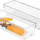 iDesign Utensil Holder and Silverware Organizer for Kitchen Utensils and Countertop Storage, The Linus Collection  Set of 2, 4" x 12" x 3", Clear