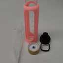 Nefeeko 32 oz Glass Water Bottles with Straw, Motivational Glass Water Bottle with Time Marker, 1 Liter BPA FREE Leakproof Reusable Glass Water Bottle with Silicone Sleeve, Bamboo Lid, Spout Lid (Pink)