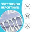 YSYJ 18 Pack Turkish Beach Towel 36 x 71 Inches Beach Towels Soft Lightweight Extra Large Pool Towels Quick Dry Sand Free Turkish Bath Towels Navy