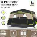 8 Person Instant Tent, Waterproof Pop Up Tents for Camping with Rainfly, 60 Seconds Easy Setup, Automatic Cabin Tent for Family Camping with Expandable Carry Bag & Upgraded Ventilation