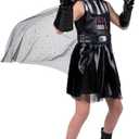 Star Wars Darth Vader Official Youth Halloween Dress - Printed Dress with Detachable Cape, Gauntlet Gloves and Headband, S