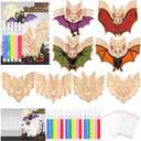 24 Set Wooden Halloween Coloring Crafts with Watercolor Pen Cards and Bags Halloween Painting Party Favors Color Your Own DIY Bat Blank Ornaments School Art Activities Stuffers Fillers