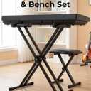Keyboard Stand & Bench Set Double-X Piano Stand with Adjustable Height (7 Levels), Foldable Design, Heavy-Duty Construction, Suitable for Most Keyboards, Digital Pianos