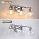 Upgrade 3-Light Bathroom Light Fixtures, Modern Vanity Light with Globe Glass Shade, Silver Chrome Bathroom Lights Over Mirror, Vanity Lights for Bathroom Bedroom Kitchen Hallway Living Room