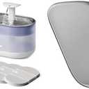 Bundle of PETLIBRO Automatic Cat Water Fountain, Stainless Steel, Ultra Quiet,71fl oz/2.1L, Two Flow Modes with 4 Large Filters + 17.7''x 12'' Safety Silicone Cat Food Mat for Feeder & Fountain