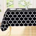 Smiry Square Table Cloth, Waterproof Vinyl Tablecloth with Flannel Backing for Square Tables, Wipeable Spillproof Plastic Tablecloths for Dining, Camping, Indoor and Outdoor (54"x54", Black)