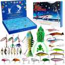 2 x 2025 Fishing Advent Calendar, Fishing Bait Set, Lure and Fish Hooks, 26 Days of Christmas Fishing Equipment, Christmas Countdown Advent Calendar, for Adult Men and Teen Boys