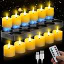 YiaMia 12 Pack Upgraded Rechargeable Tea Lights with Magnetic Wireless Charging Base, Flameless LED Candles with Remote and Timer, 100+H Battery Operated Candles for Votive Wedding Halloween Christmas